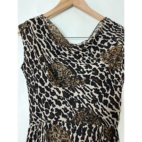 Vintage 50s Marjorie Michael Bullocks Silk Animal Print Dress - Picture 8 of 10